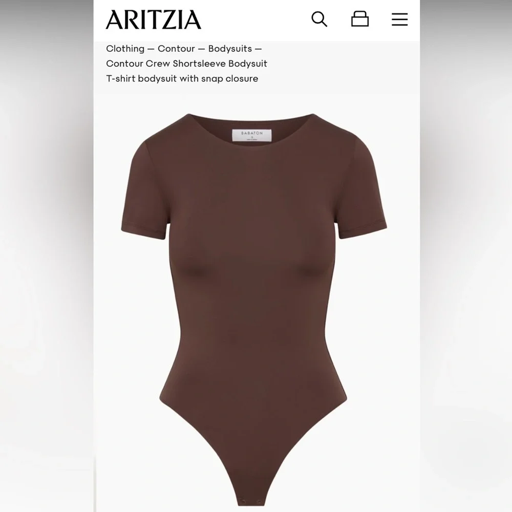 Babaton Contour Crew Shortsleeve Bodysuit (Rich Mocha Brown)- XL. Never worn. - Picture 1 of 5